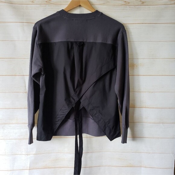 Thakoon Poplin Combo Lace Back Crew Neck Cotton Sweatshirt Black Size XS - Picture 6 of 9
